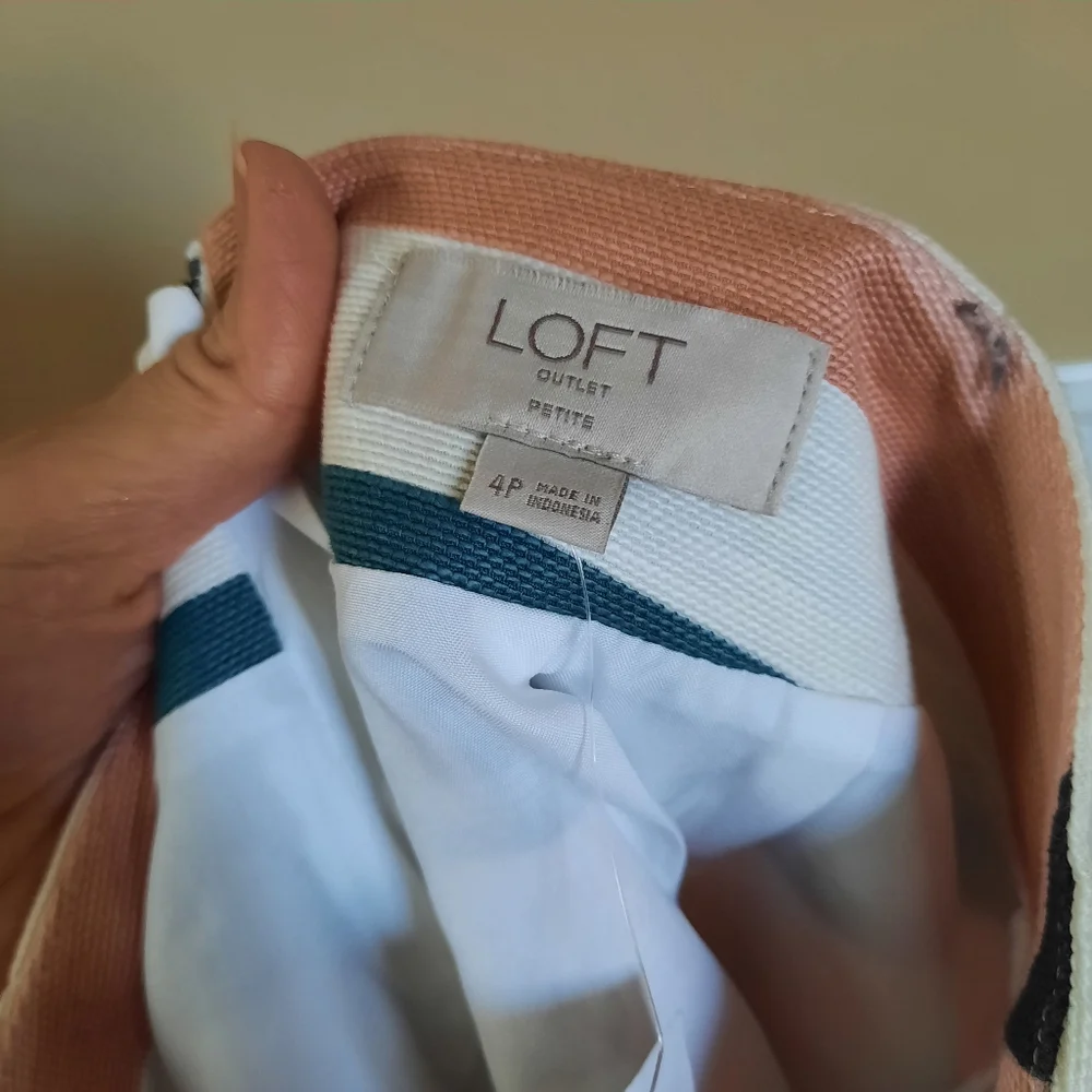 Loft Petite Striped Mini Skirt Pink Pistachio White Green